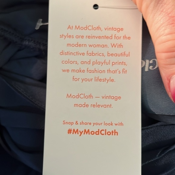 ModCloth Wholly Romantic Dress Midi NWT Sash Size Medium Grecian Navy Blue - Picture 9 of 12